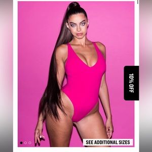 TA3 (TAE) SWIM BODYSUIT HIGH CUT PLUNGEY PINK